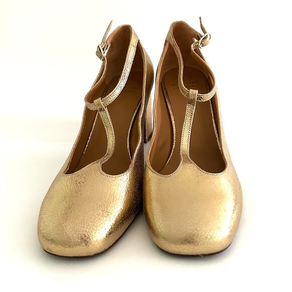 Sezane Marcie Mary Janes Gold Crackle Size 40/9 *NWOB* - Picture 14 of 14